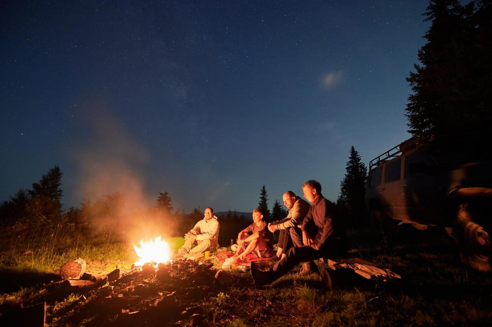 Campfire during camping trip