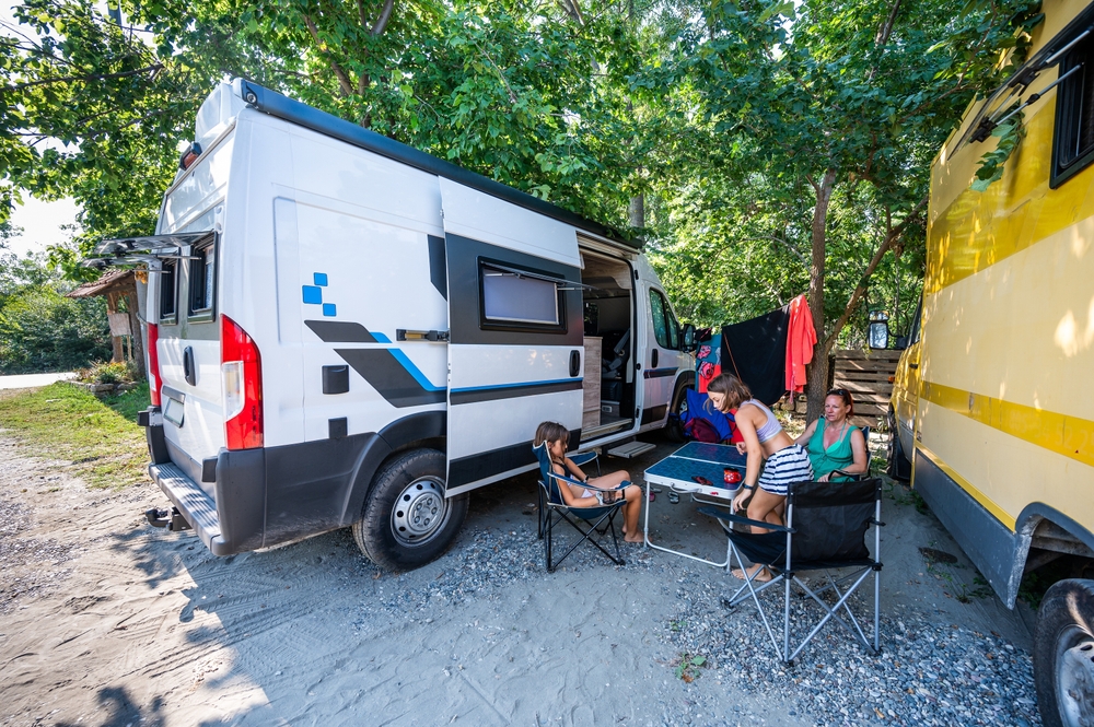 Campers at a campervan site