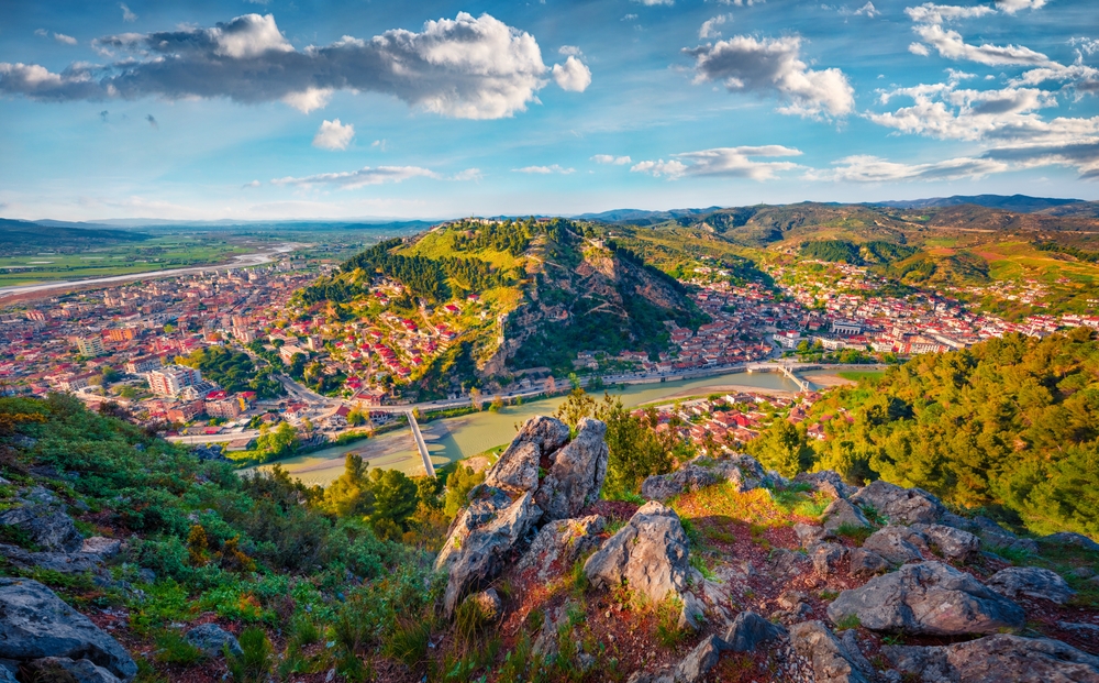  Berat town, located on the Osum River.