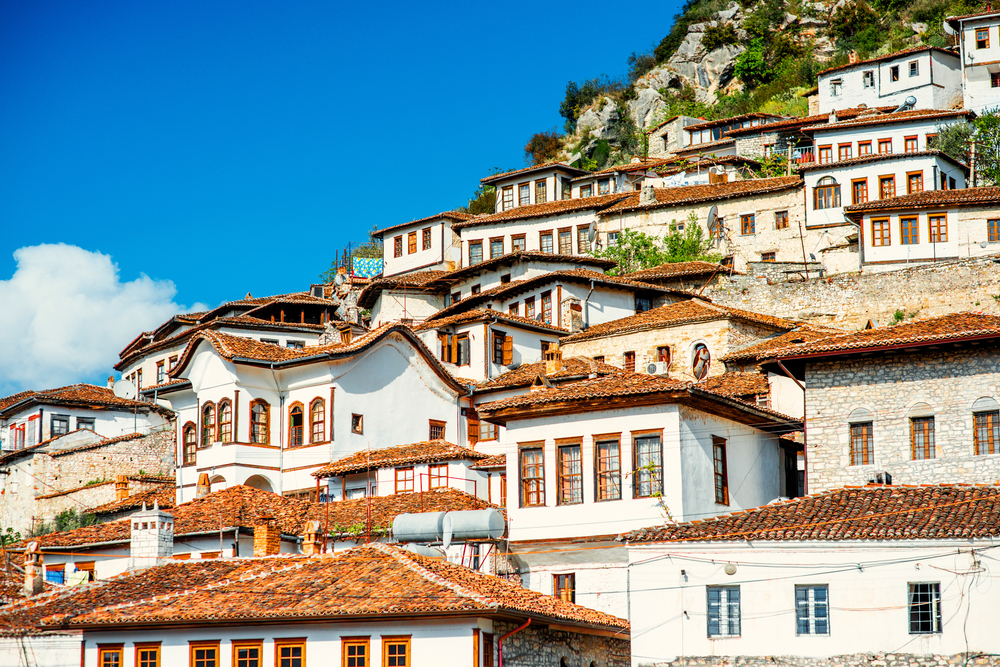 Houses in the city of Berat in Albania