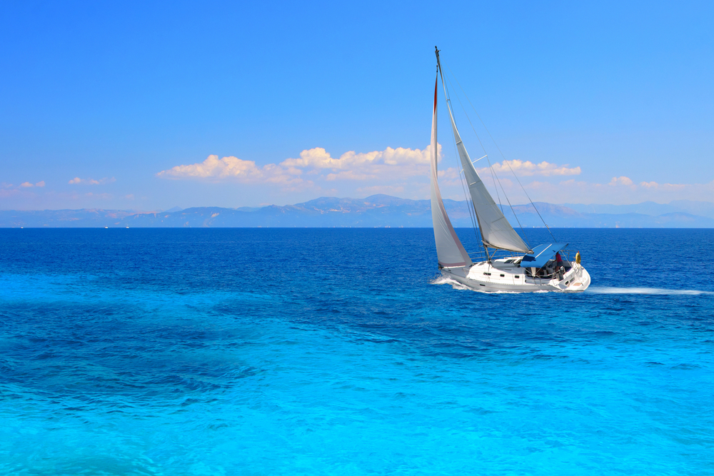 Sailing yacht out in the Ionian Sea